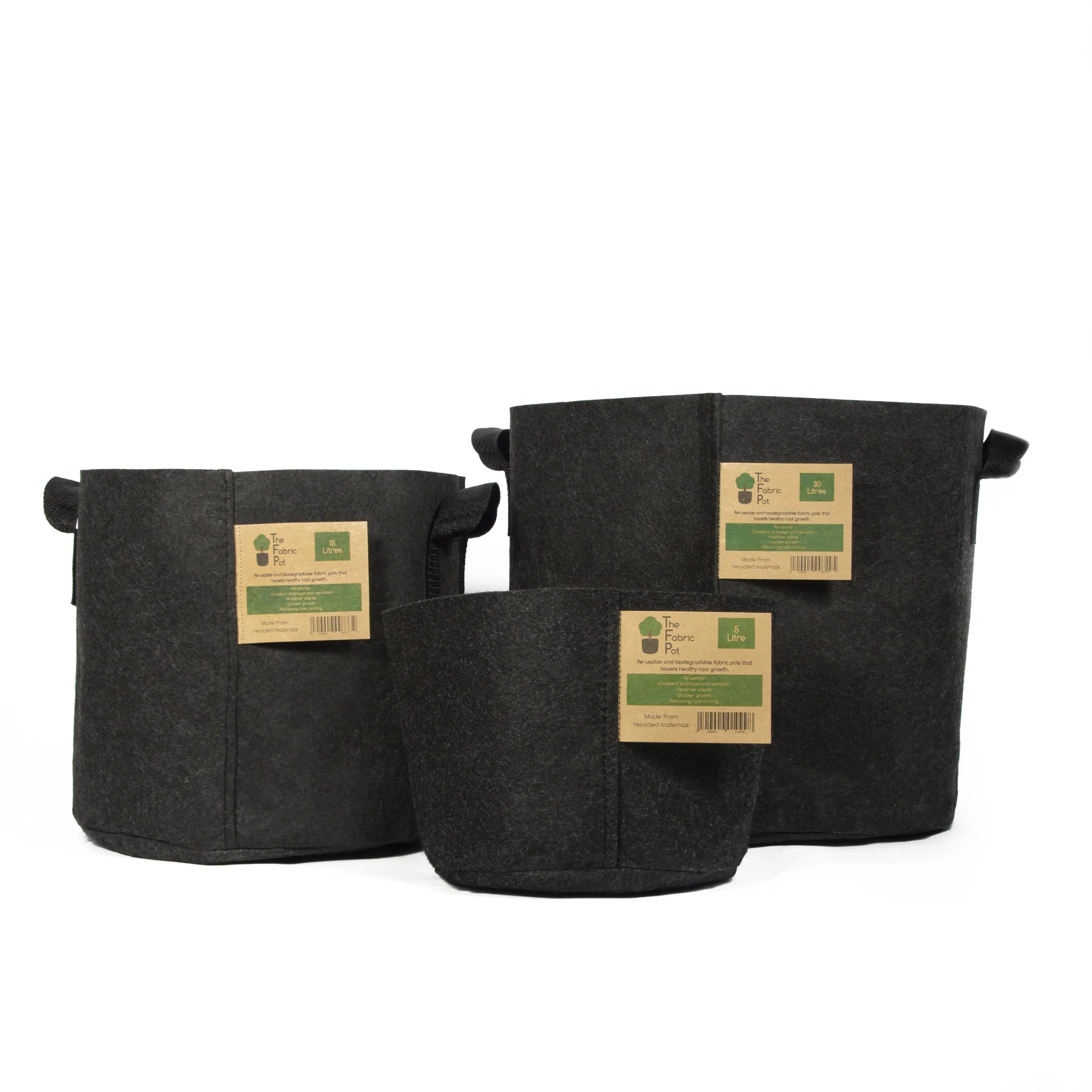 The Fabric Pot - Black Round Pots