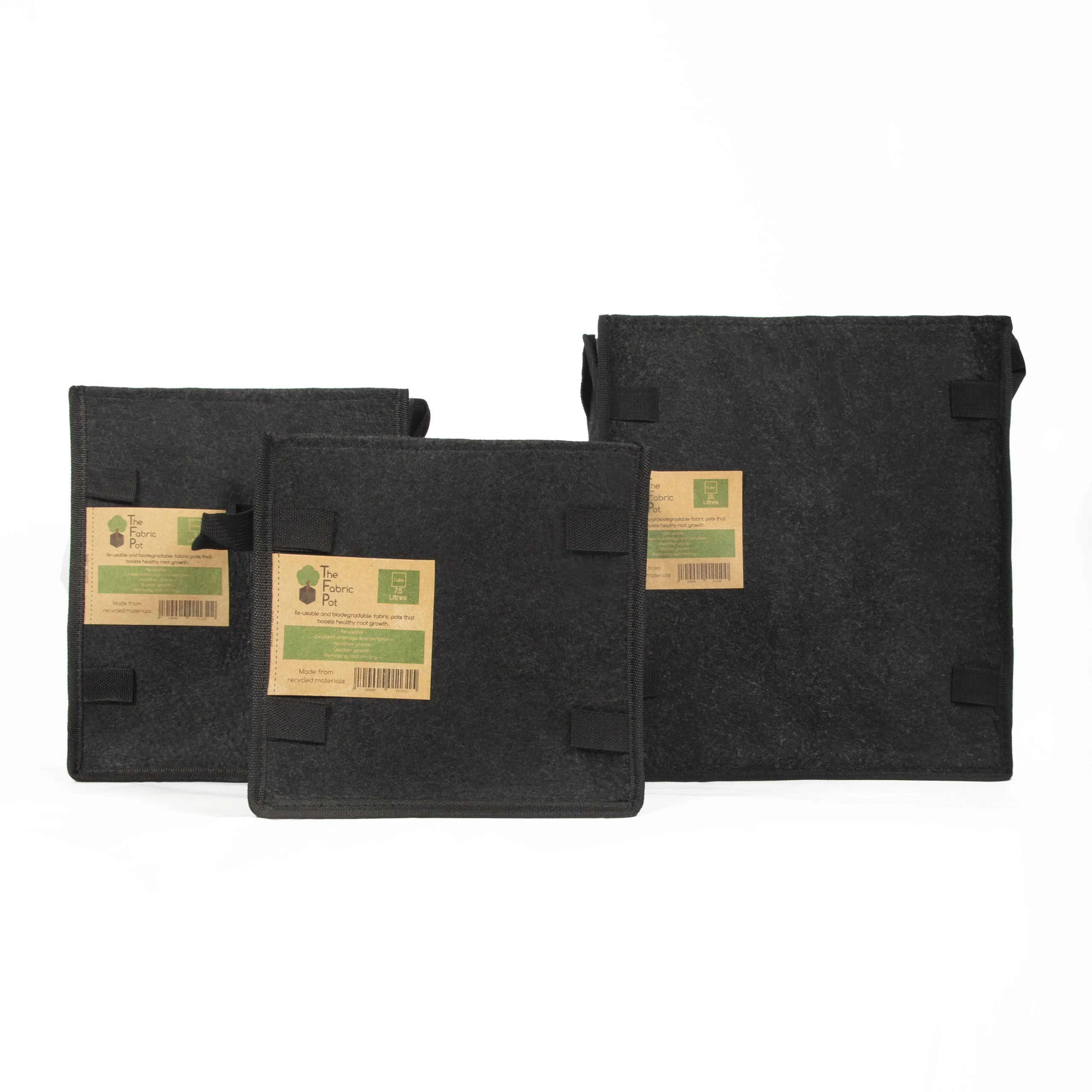 The Fabric Pot - Black Square Pots