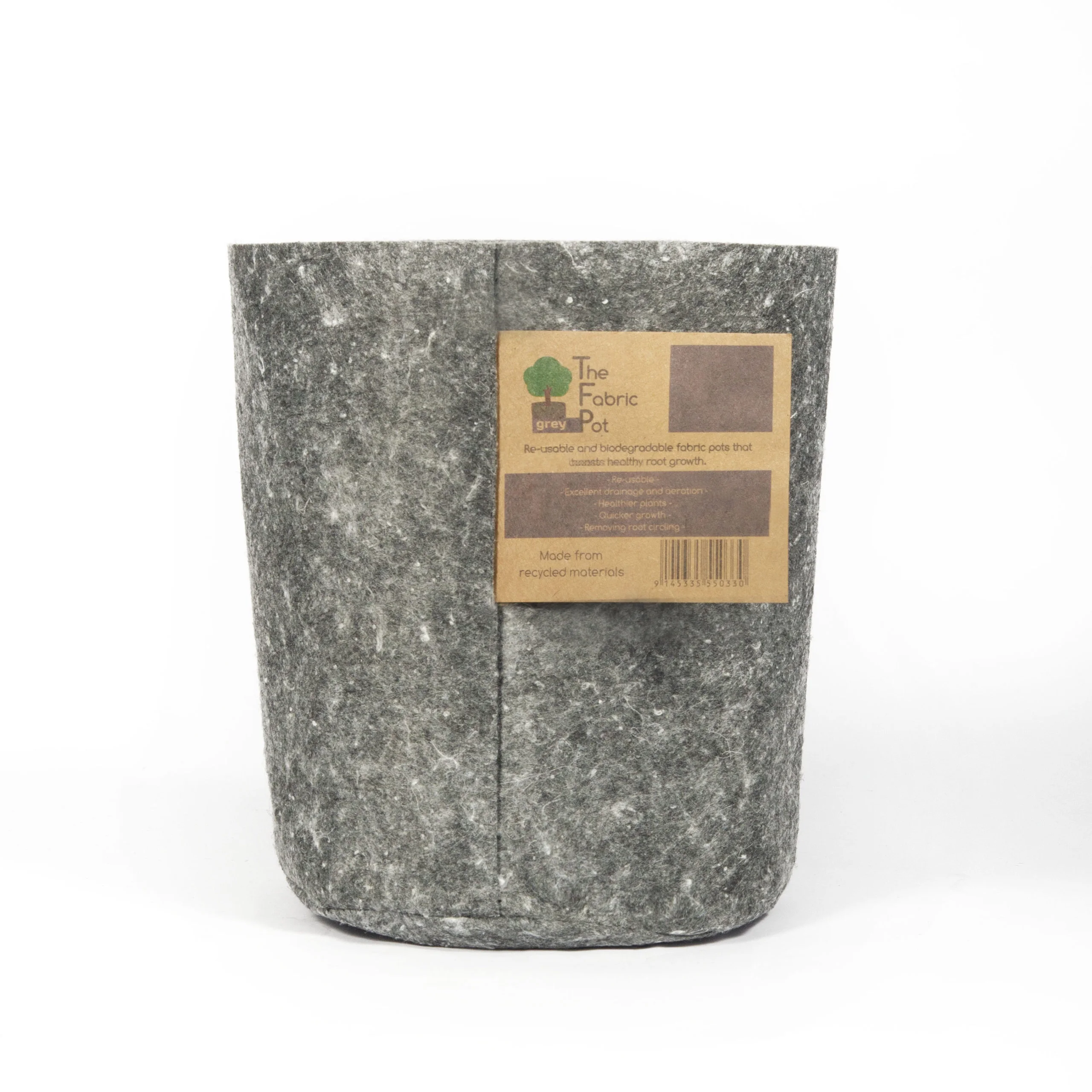 The Fabric Pot - Grey Round Pots - Image 2