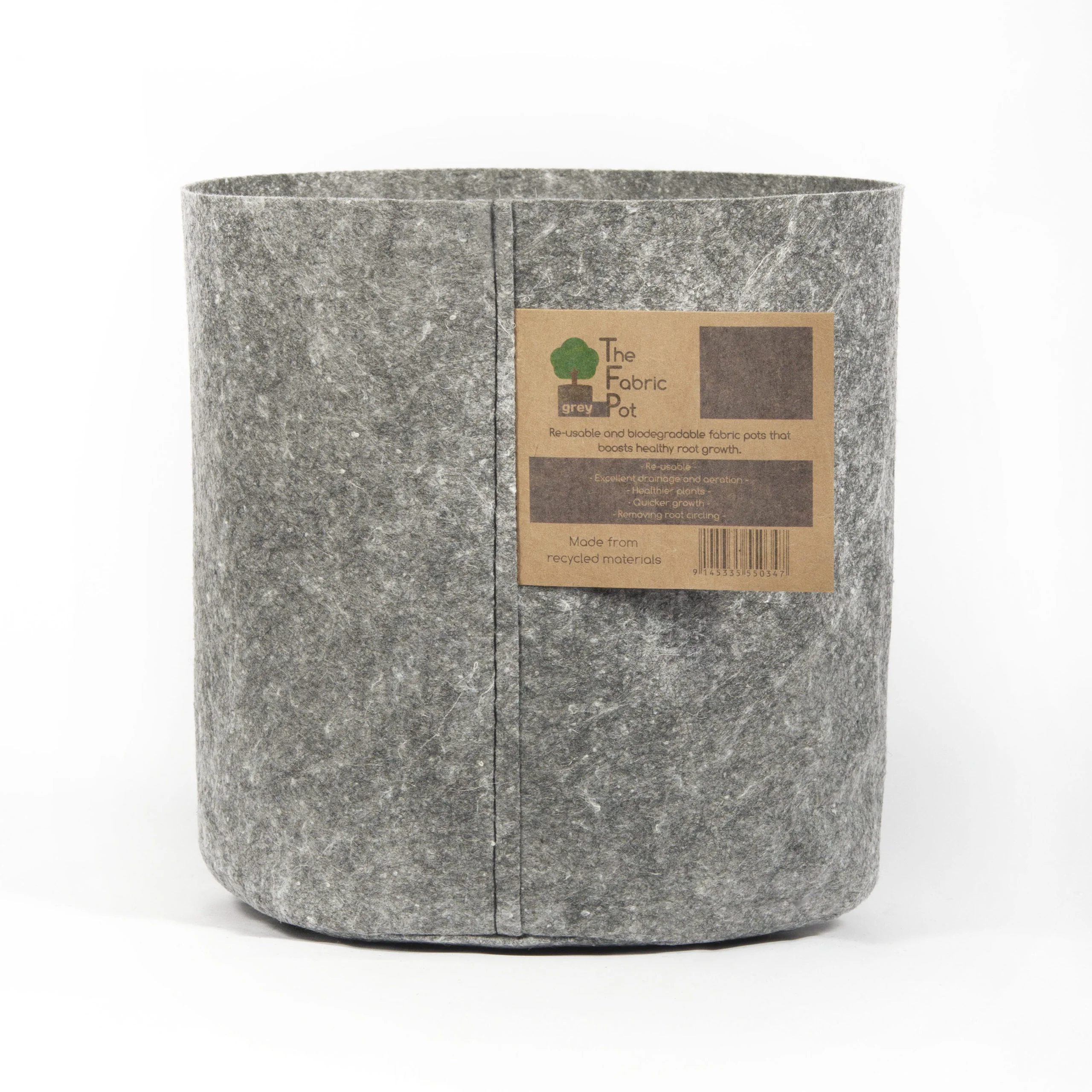 The Fabric Pot - Grey Round Pots - Image 3