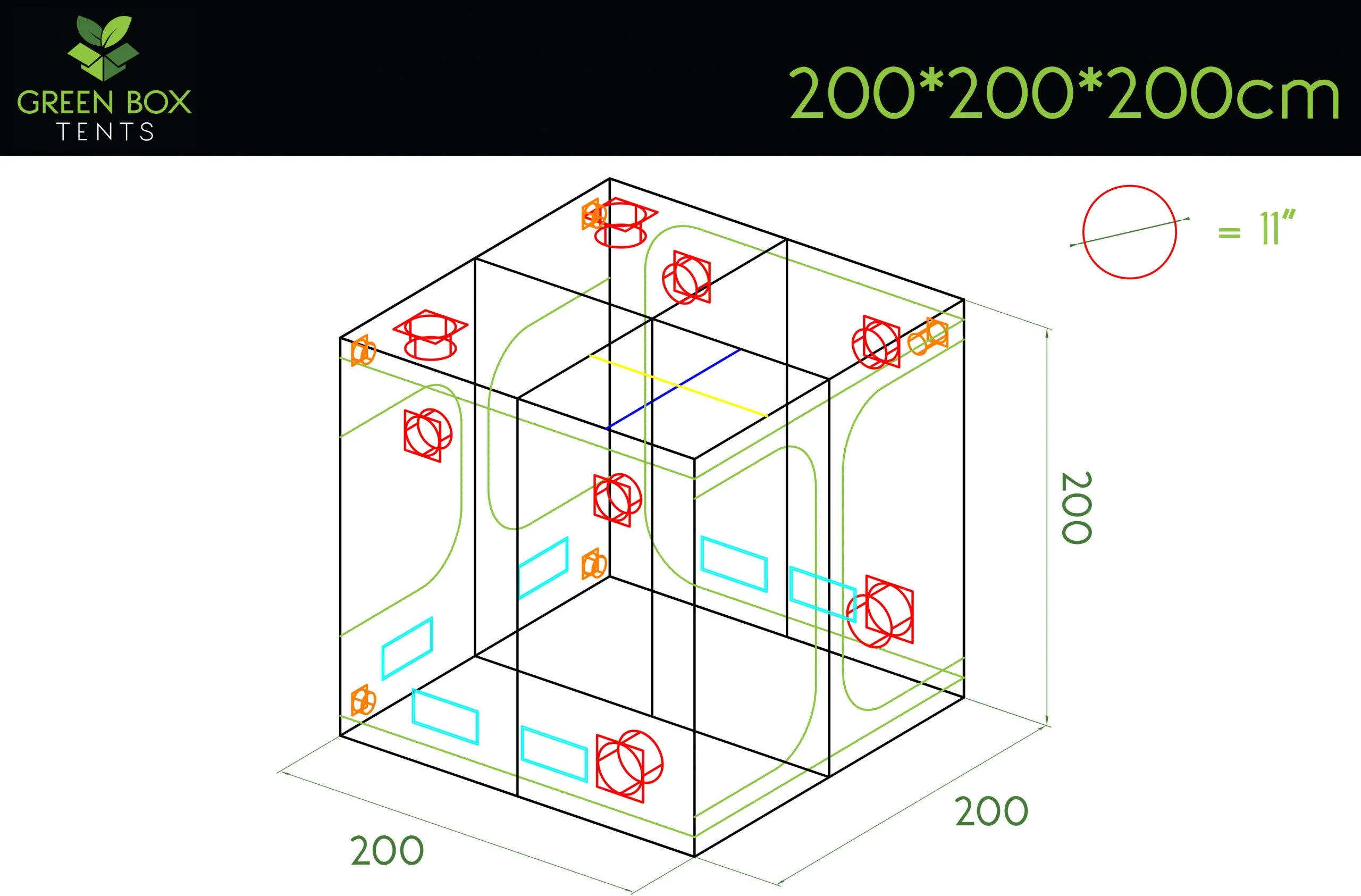 Green Box Tent 200x200x200