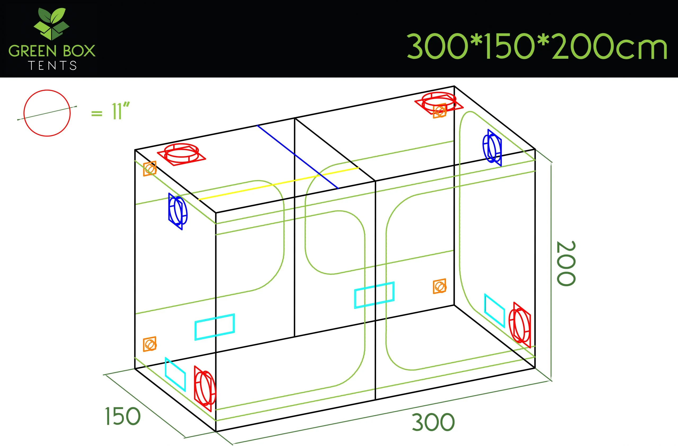 Green Box Tent 300x150x200
