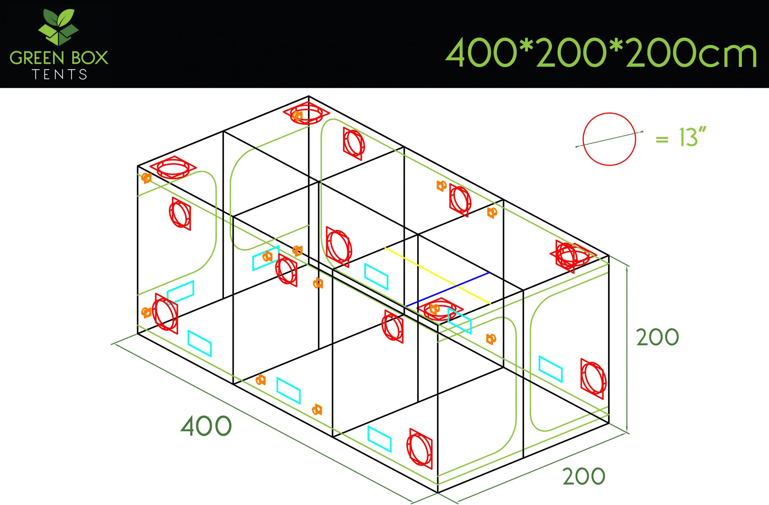 Green Box Tent 400x200x200