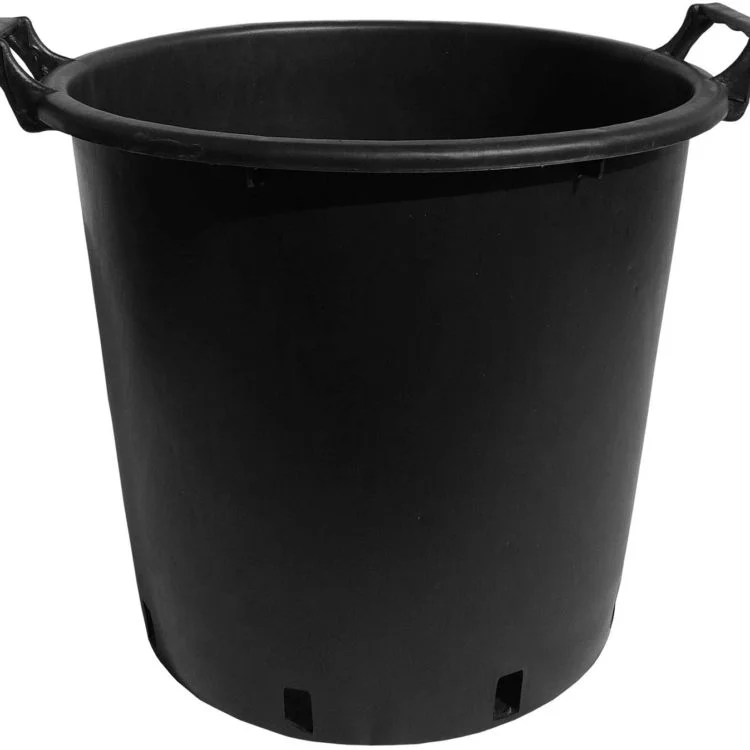 Round Black Plastic Pot With Handles (30L)